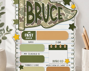 First Day Of School Sign for Boys, Back to School Photo Prop, Reusable Kids School Board, Preschool Kindergarten Milestone Sign