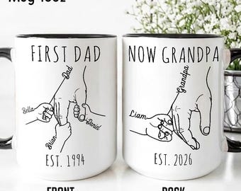 Custom Promoted to Grandpa Coffee Mug, Gift for New Grandpa, First Dad Now Grandpa Mug, First Father's Day, Dad Birthday Gift for Papa