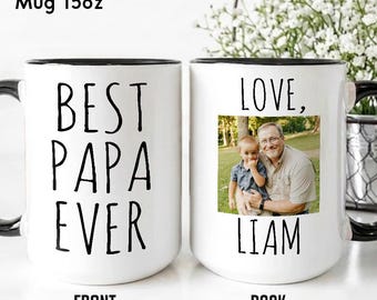Custom Best Papa Ever Coffee Mug, Personalized Grandpa Photo Mug, We Love You Grandpa, Grandfather With Name, Kids Photo Cup, Father's Day
