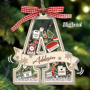 Adorno navideño personalizado para bebé: Shaker con estadísticas de nacimiento personalizadas imagen 1