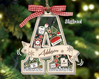 Personalized Baby's First Christmas Ornament: Custom Birth Stats Shaker