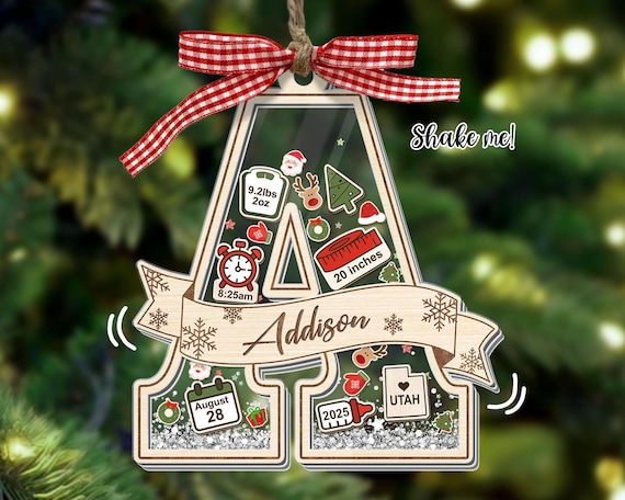 Personalized Baby's First Christmas Ornament: Custom Birth Stats Shaker
