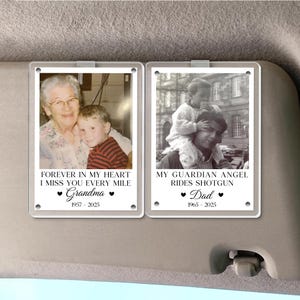 Personalized Memorial Photo Car Visor Clip: Remembrance Gift for Loss of Dad image 2
