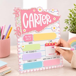 Personalized First Day of School Sign, Reusable School Board, Kindergarten Preschool Milestone Sign, Back to School Photo Prop image 13