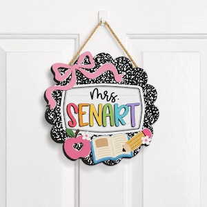 Personalized Teacher Door Sign, Back To School Classroom Decor, Teacher Door Hanger, New Teacher Gifts, Custom 3D Teacher Sign image 3