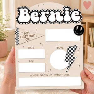 Custom First Day of School Sign, Back to School Photo Prop, Reusable School Board for Kids, Last Day of School Sign zdjęcie 8