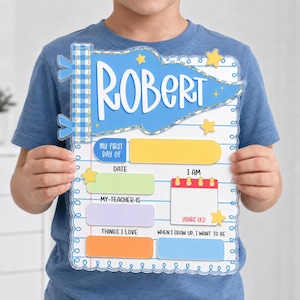 Personalized First Day of School Sign, Reusable School Board, Kindergarten Preschool Milestone Sign, Back to School Photo Prop image 2