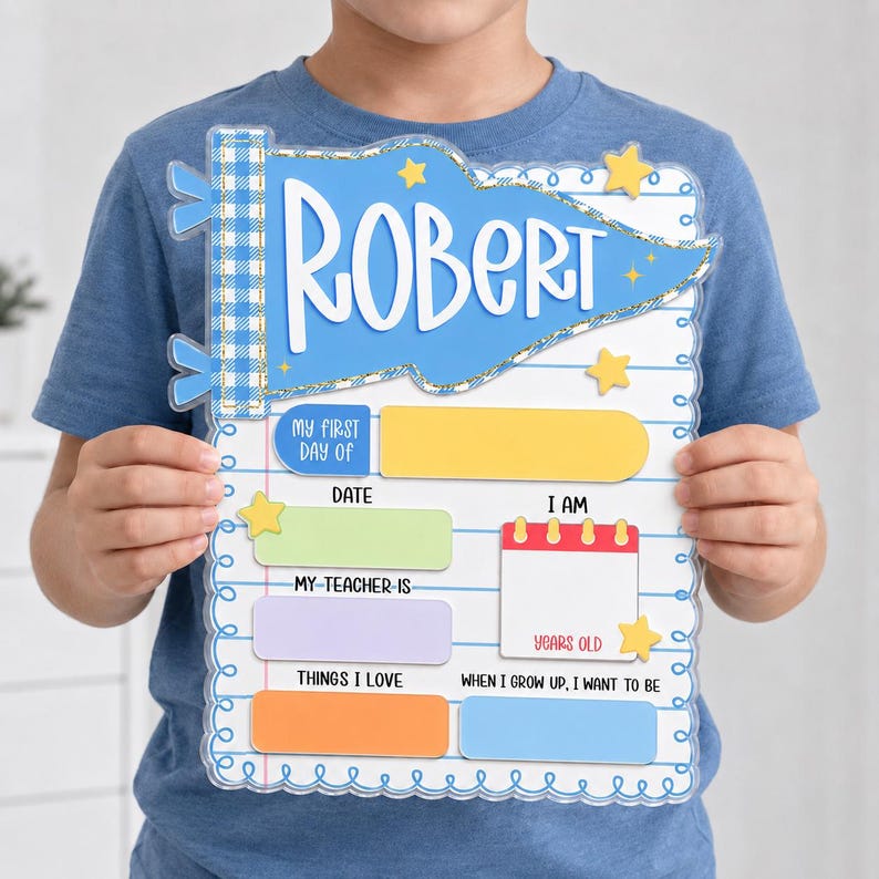 Personalized First Day of School Sign, Reusable School Board, Kindergarten Preschool Milestone Sign, Back to School Photo Prop image 2