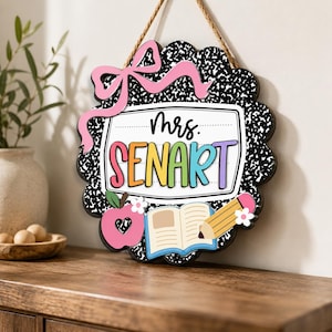 Personalized Teacher Door Sign, Back To School Classroom Decor, Teacher Door Hanger, New Teacher Gifts, Custom 3D Teacher Sign image 5