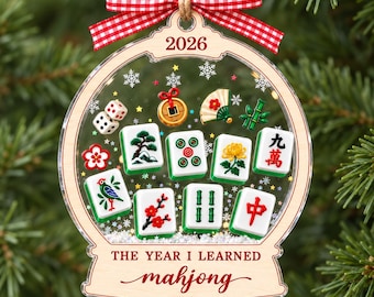 Personalized The Year I Learned Mahjong Ornament, Funny Mahjong Ornament, Christmas Gift For Mahjong Club 2026, Mahjong Club Gift