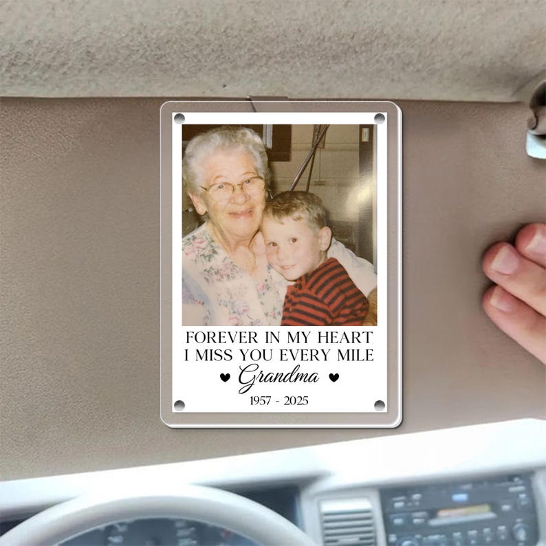 Personalized Memorial Photo Car Visor Clip: Remembrance Gift for Loss of Dad image 7