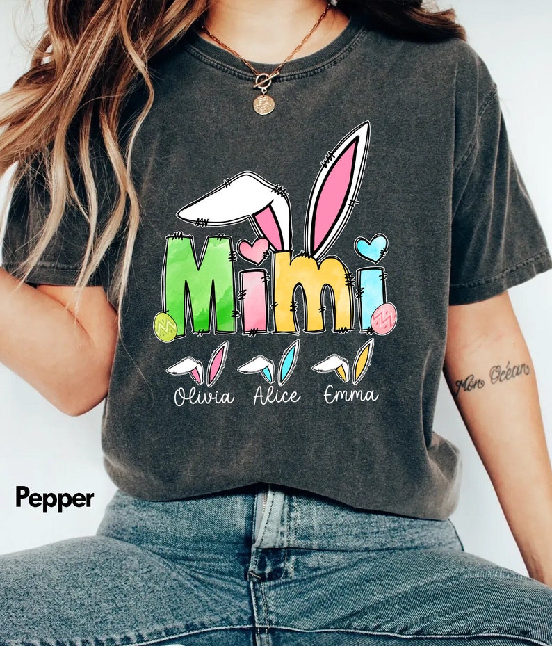 Personalized Mimi Bunny T-shirt, Cute Easter Nana Bunny Shirt, Easer ...