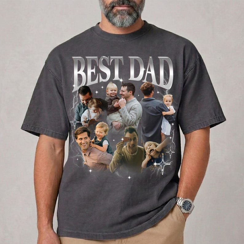 Custom Best Dad Bootleg Shirt, Photo Daddy Shirt, Custom Father's Day Shirt, Fathers Day 2026 Shirt, Dad And Kids Shirt, Custom Dad Shirt image 6