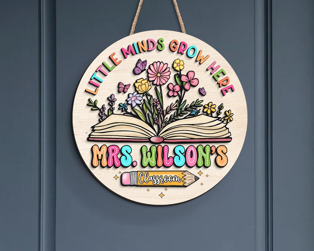 Custom Teacher Door Hanger: Floral Classroom Welcome Sign - Etsy
