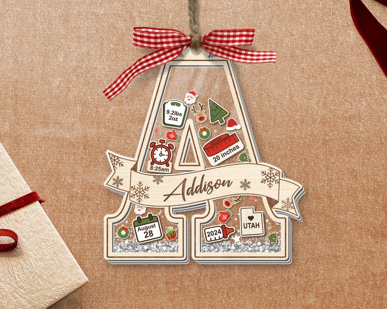 Adorno navideño personalizado para bebé: Shaker con estadísticas de nacimiento personalizadas imagen 6