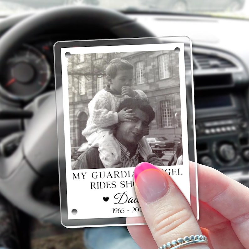 Personalized Memorial Photo Car Visor Clip: Remembrance Gift for Loss of Dad image 5