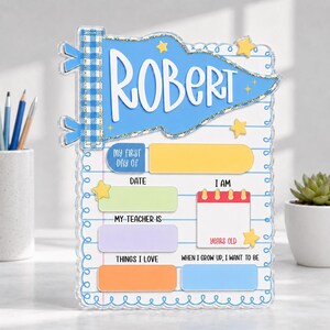 Personalized First Day of School Sign, Reusable School Board, Kindergarten Preschool Milestone Sign, Back to School Photo Prop image 12