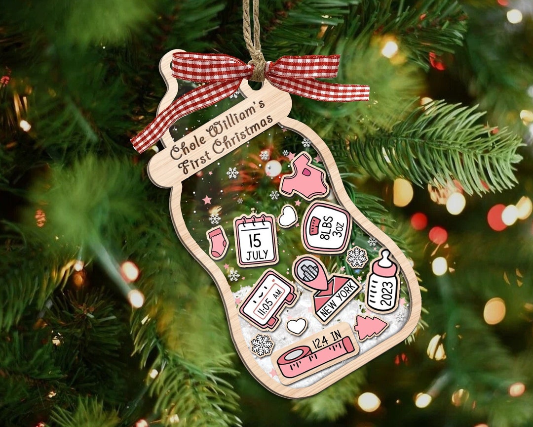 Baby's First Christmas Ornament 2023, 4D Shake Babies Ornament, Custom