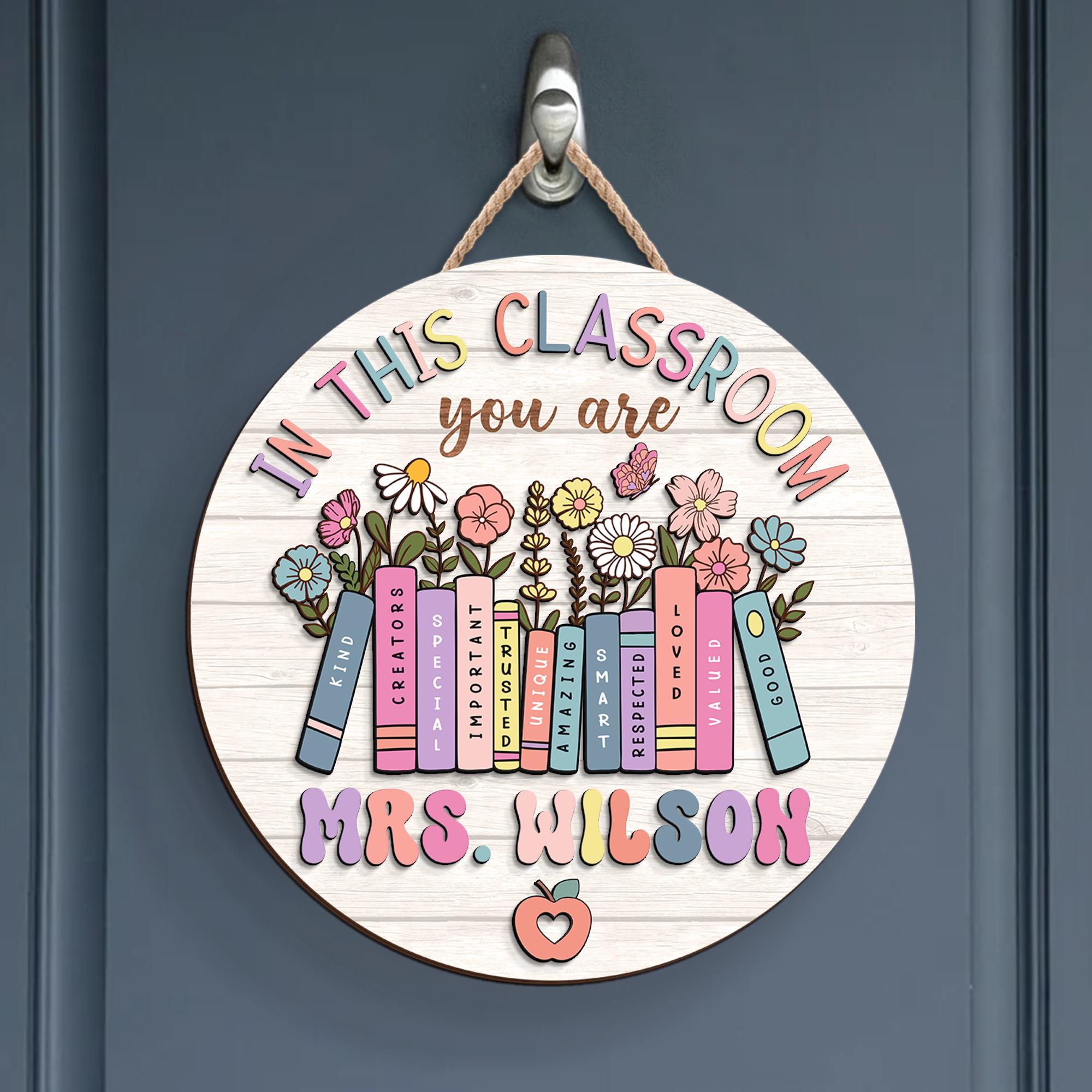Personalized Teacher Classroom Door Hanger, Wooden Sign, Back to School ...