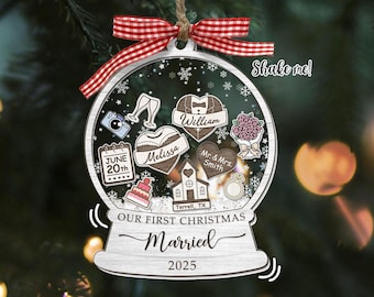 Personalized First Christmas Married Shaker Ornament 2025: Wedding Keepsake, Gift for Him