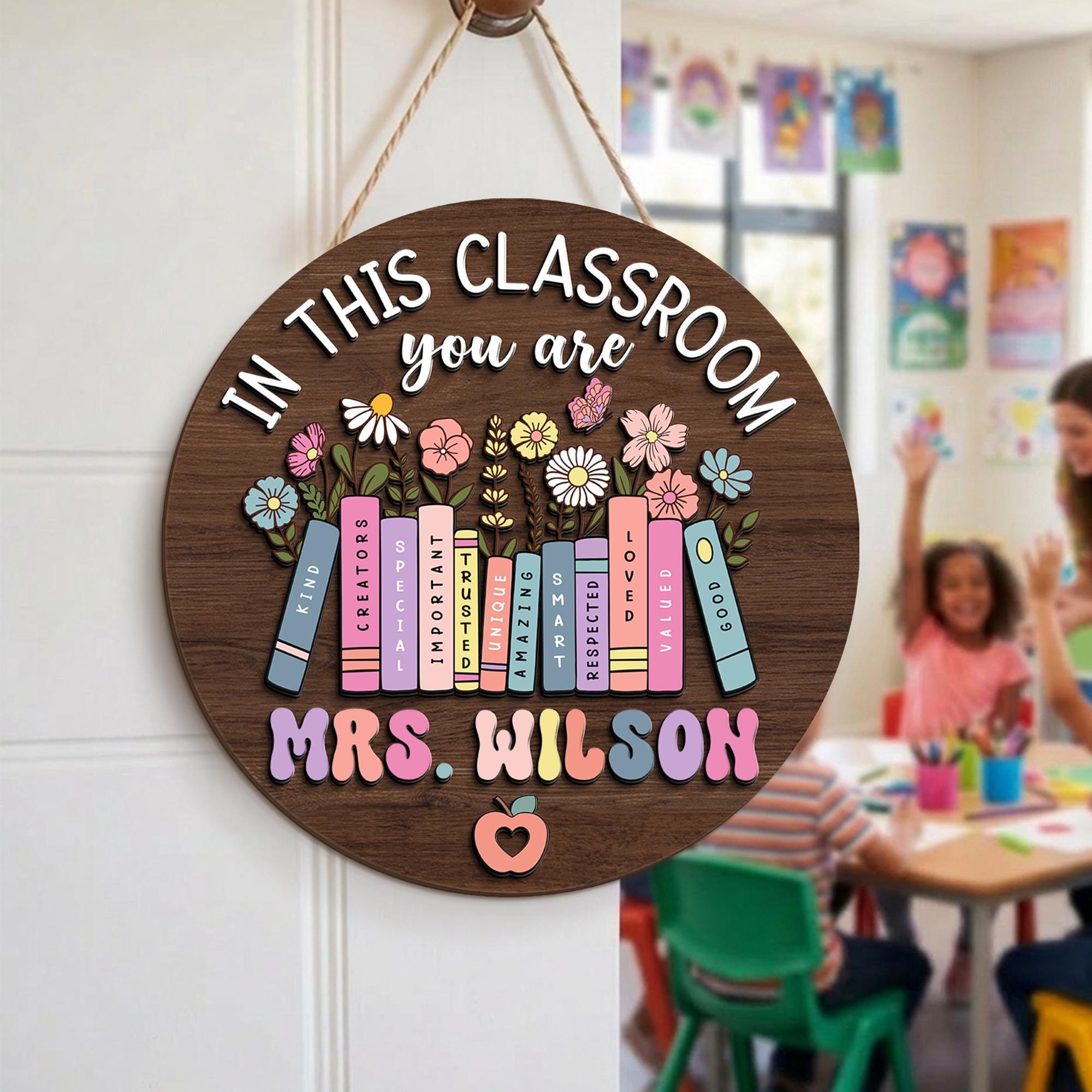 Personalized Teacher Classroom Door Hanger, Wooden Sign, Back to School ...