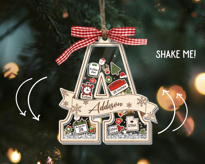 Adorno navideño personalizado para bebé: Shaker con estadísticas de nacimiento personalizadas imagen 5