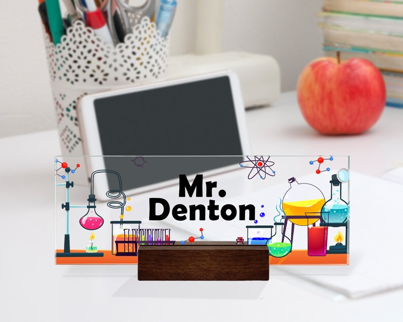 Personalized Science Teacher Desk Name Plate: Acrylic Plaque - Etsy
