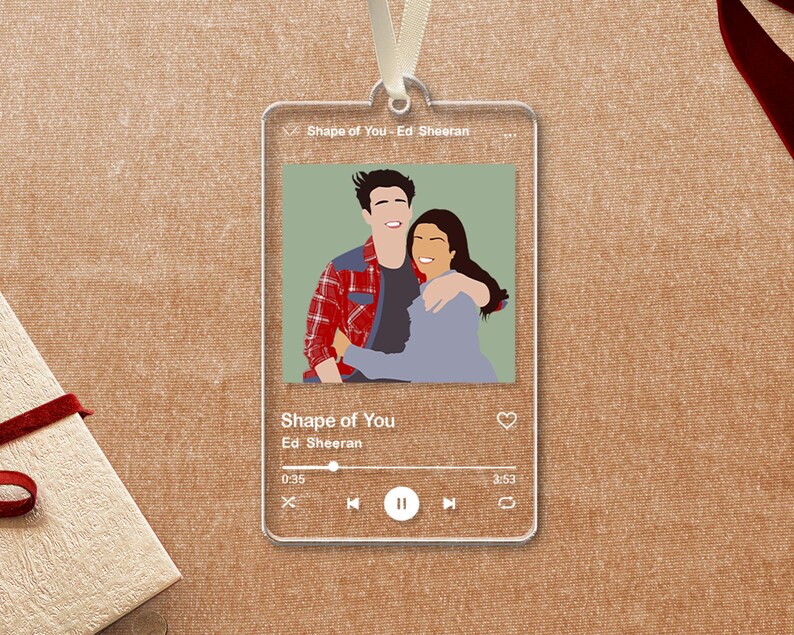 Custom Song Photo Ornament, Our First Christmas Couple Ornament