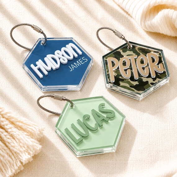 Personalized Name Tag For Boys, Custom School Bag Tag, Backpack Keychain, Lunch Box Name Label, Back To School Gift For Kid