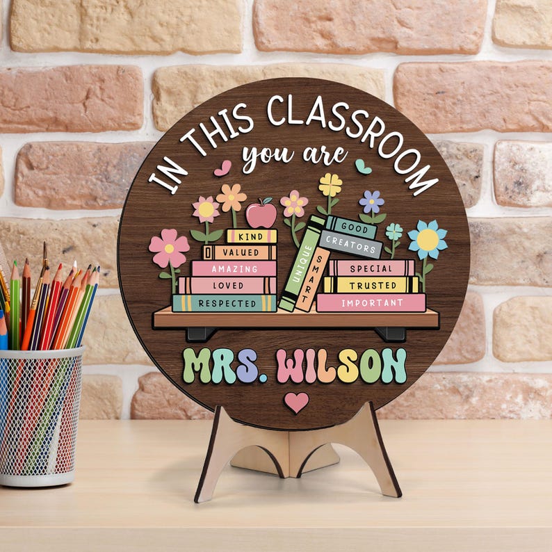 Custom Teacher Door Hanger, Classroom Decor, Back to School Gift image 3