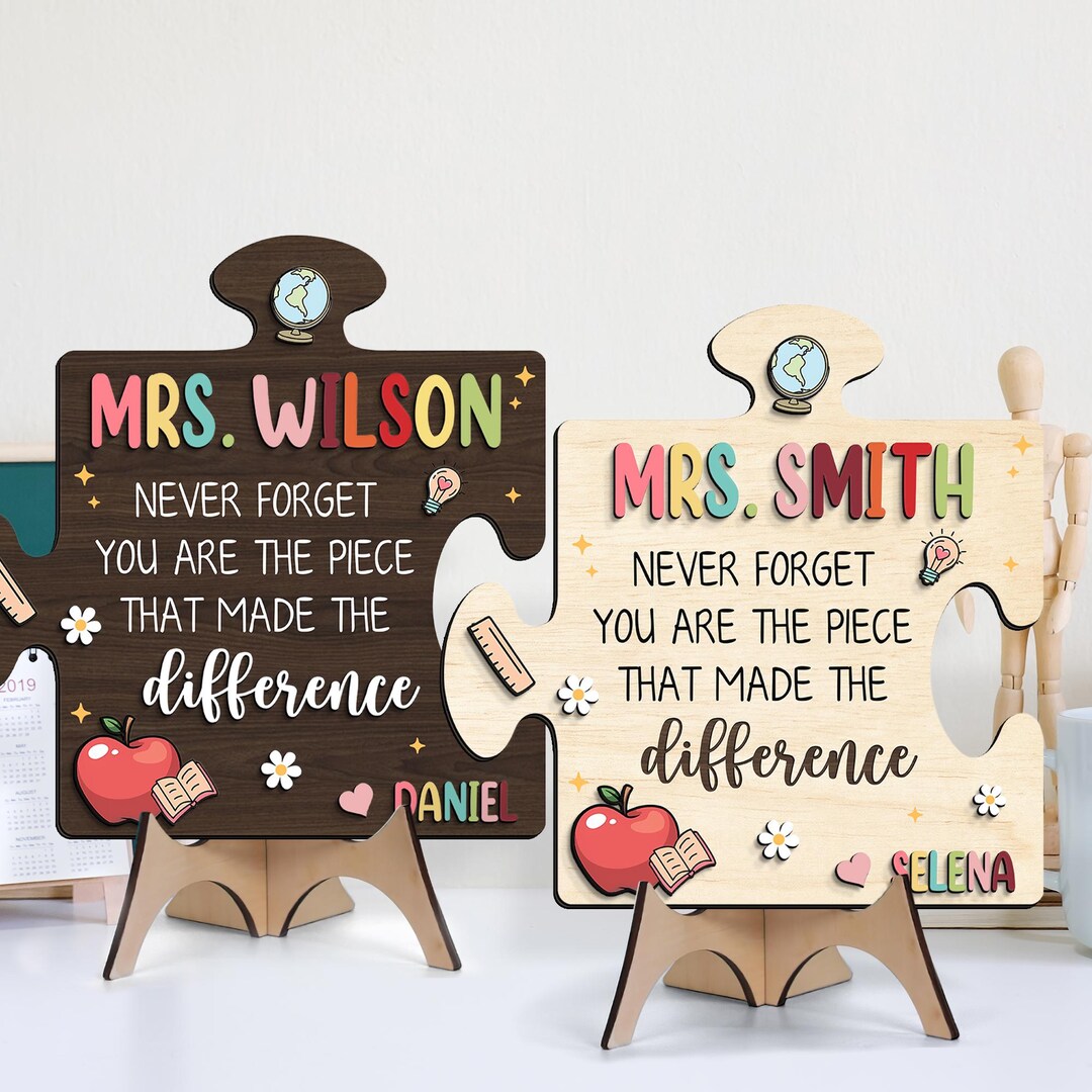 Personalized 3D Teacher Puzzle Door Hanger, Teacher Appreciation Magnet ...