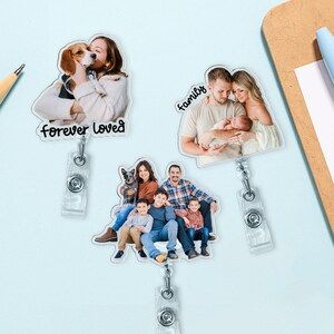 Custom Photo Badge Reel, Personalized Retractable ID Holder image 2