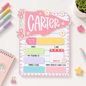 Personalized First Day of School Sign, Reusable School Board, Kindergarten Preschool Milestone Sign, Back to School Photo Prop image 14