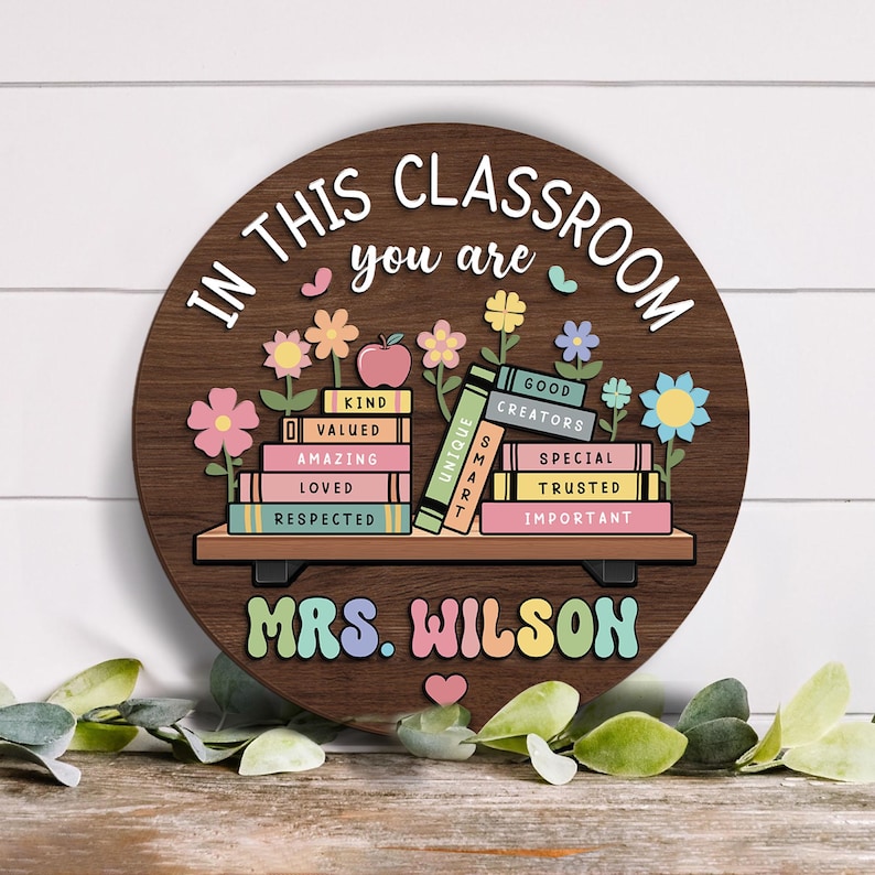 Custom Teacher Door Hanger, Classroom Decor, Back to School Gift image 8