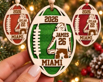 BULK ORDER Custom Football Player Ornament, Football Team Gift, Personalized Football Christmas Keepsake, Football Mom Gift, Christmas Gifts