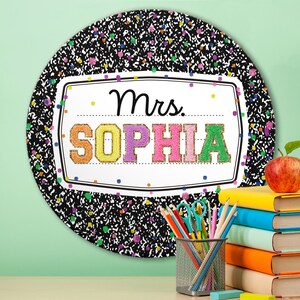 Personalized Teacher Door Sign, Composition Notebook Classroom ...