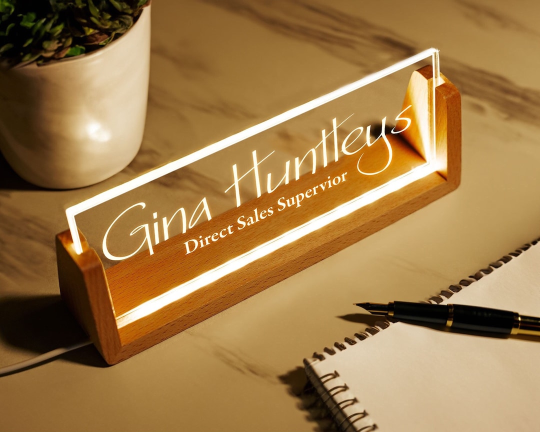 Acrylic Office Name Sign Personalized Acrylic Desk Nameplate - 8x3 Inch ...