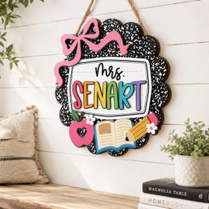 Personalized Teacher Door Sign, Back To School Classroom Decor, Teacher Door Hanger, New Teacher Gifts, Custom 3D Teacher Sign image 4