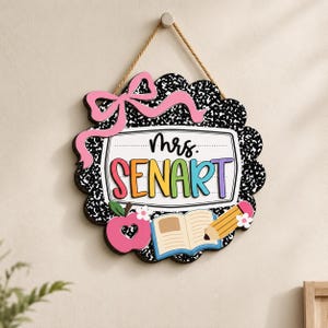Personalized Teacher Door Sign, Back To School Classroom Decor, Teacher Door Hanger, New Teacher Gifts, Custom 3D Teacher Sign image 6