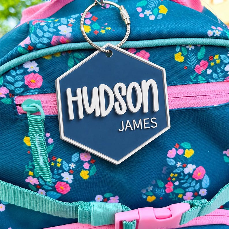 Étiquette personnalisée pour garçon, Étiquette personnalisée pour sac d'école, Porte-clés pour sac à dos, Étiquette nominative pour boîte à lunch, Cadeau de rentrée scolaire pour enfant image 11