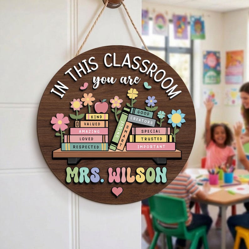 Custom Teacher Door Hanger, Classroom Decor, Back to School Gift image 6