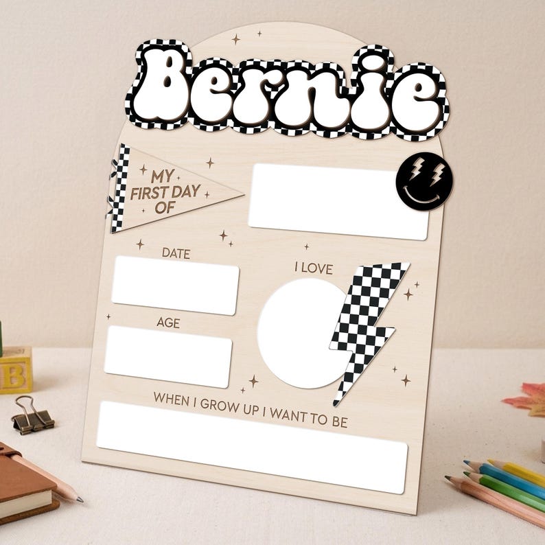 Custom First Day of School Sign, Back to School Photo Prop, Reusable School Board for Kids, Last Day of School Sign zdjęcie 5