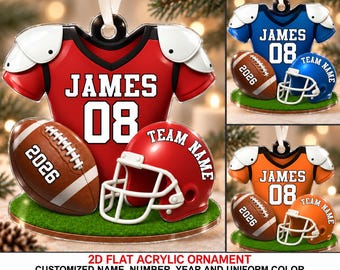 BULK ORDER Personalized Football Ornament, Football Player Christmas Ornament, Football Team Gift, Christmas Gift for Football Fan