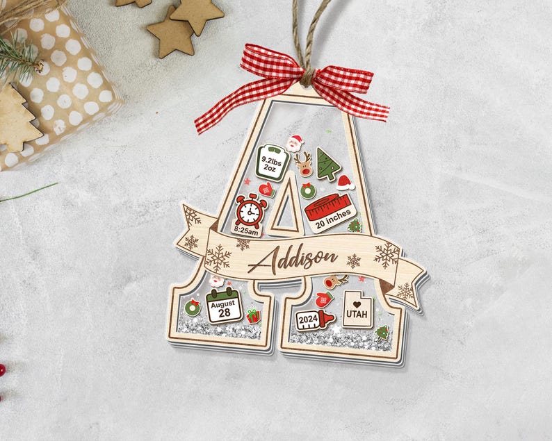 Adorno navideño personalizado para bebé: Shaker con estadísticas de nacimiento personalizadas imagen 7