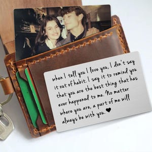 Billetera con foto de metal personalizada, billetera personalizada para pareja, billetera con foto personalizada, tarjeta con foto de amor, regalos para él y para ella