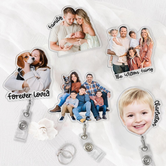 Custom Photo Badge Reel, Personalized Retractable ID Holder
