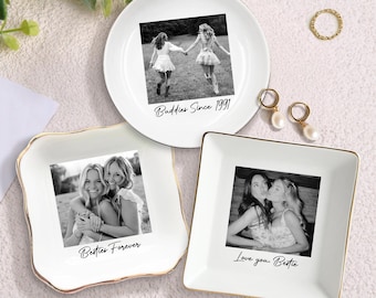 Personalized Bestie Photo Ceramic Jewelry Dish, Ceramic Ornament, Friendship Gift
