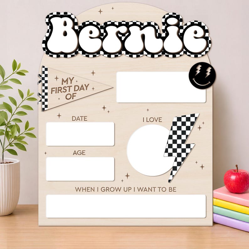 Custom First Day of School Sign, Back to School Photo Prop, Reusable School Board for Kids, Last Day of School Sign zdjęcie 12