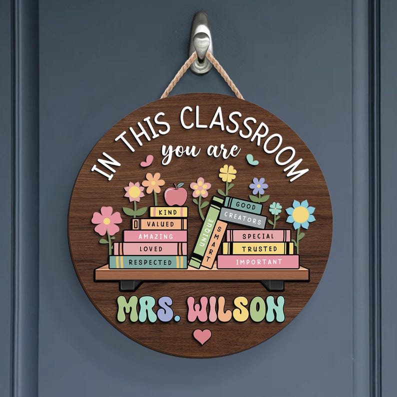 Custom Teacher Door Hanger, Classroom Decor, Back to School Gift image 10