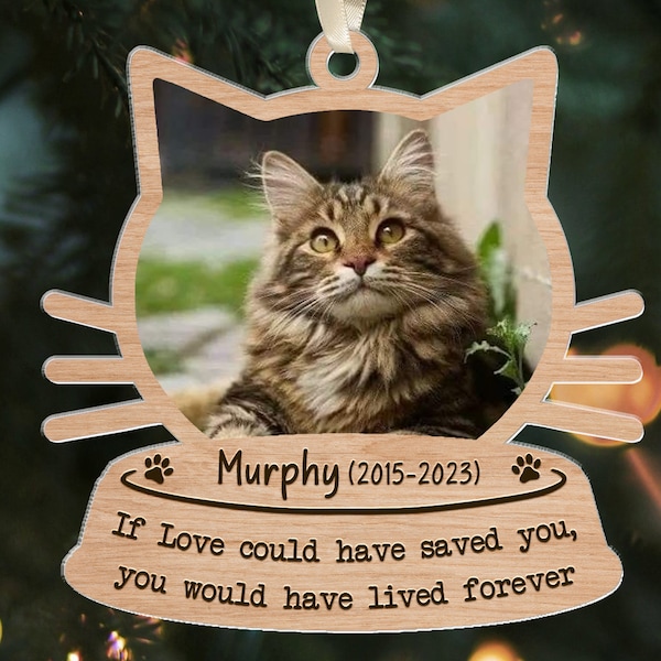 Cat Memorial Ornament, Loss of Cat Gift, Cat Christmas Ornament, Pet Sympathy Gift, Xmas Gift for Cat Lover, Forever Loved Memorial Keepsake